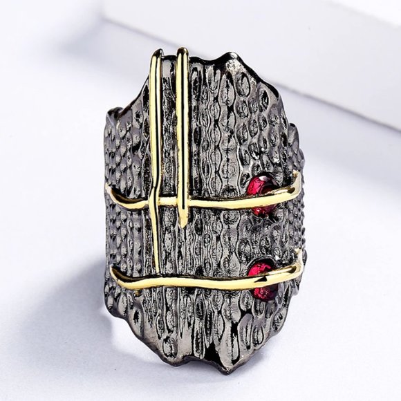 925 Silver Natural Pomegranate Ruby Gemstone Ring - Picture 10 of 12